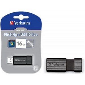 VERBATIM 16GB Pinstripe USB 2.0 Flash Drive - Black