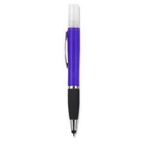 Geeko 3-in-1 Sanitizer Spray Stylus and Blue Ink Pen Purple