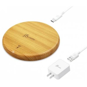 J5create coil wireless charging pad with Wood finish