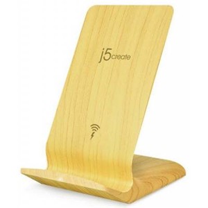 J5create, coil wireless charging stand with Wood finish