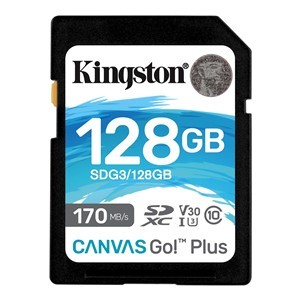Kingston SDG3/128GB SDXC Canvas Go plus designed for HD+Hi-Res filming , with wa