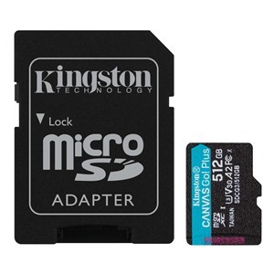 Kingston SDCG3/512GB miCroSDXC Canvas Go plus designed for HD+Hi-Res filming , w