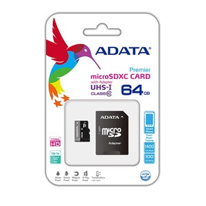 ADATA Premier 64Gb miCroSDXC with SDXC adapter