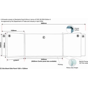 Educational Board Non-Magnetic Chalkboard (1220*1220, Side Panels, Option A)