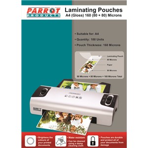 Laminating Pouches (A4, Gloss, 220x310mm, 160 (80+80) Microns, Box 100)