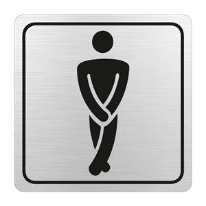Gents Toilet Symbolic Sign, Black Printed on Brushed Aluminium ACP (150 x 150mm)