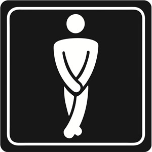 Gents Toilet Symbolic Sign, White Printed on Black ACP (150 x 150mm)