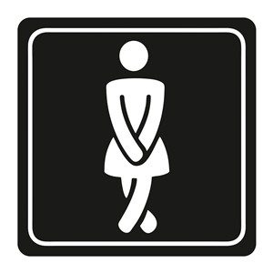 Ladies Toilet Symbolic Sign, White Printed on Black ACP (150 x 150mm)