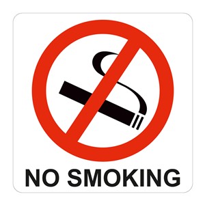 No Smoking Symbolic Sign, Printed on White ACP (150 x 150mm)
