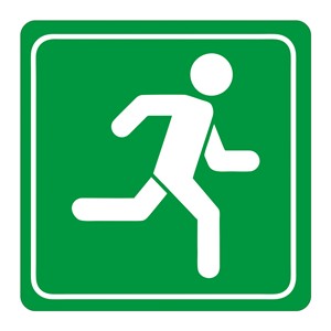 Green Man Running Symbolic Sign, Printed on White ACP (150 x 150mm)
