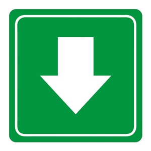 Green Arrow Symbolic Sign, Printed on White ACP (150 x 150mm)