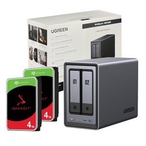 UGreen NASync DXP2800 2 Bay NAS with Seagate Ironwolf NAS 8TB SATA Hard Drive Bu